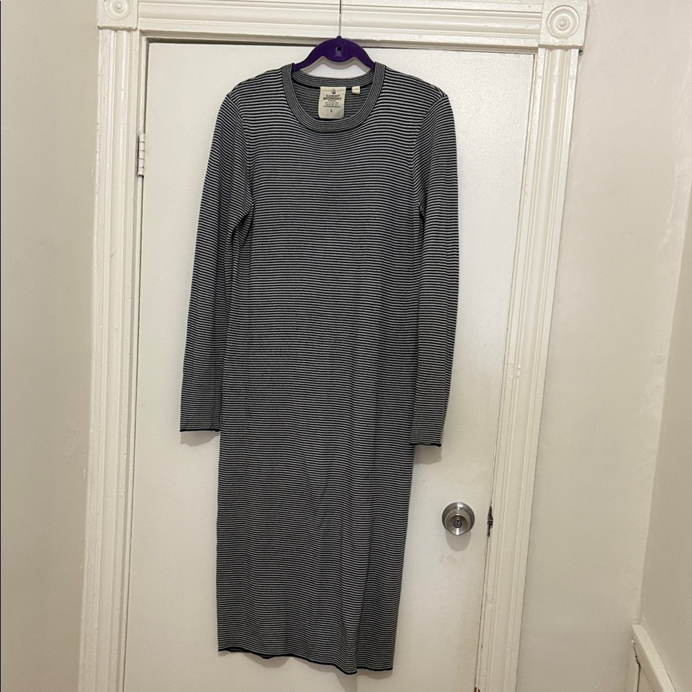 Cheap Monday Black and White Striped Long Sleeve Dress